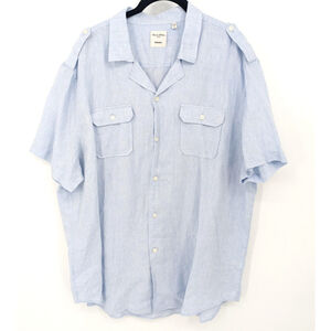 Murano Baird McNutt Linen Shirt Mens XL Light Blue Short Sleeve Button Up Casual